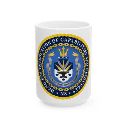 Deputy Chief of Naval Operations for Integration of Capabilities and Resources N8 (U.S. Navy) White Coffee Mug-15oz-The Sticker Space