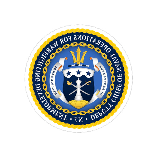 Deputy Chief of Naval Operations for Warfighting Development N7 (U.S. Navy) REVERSE PRINT Transparent STICKER-2" × 2"-The Sticker Space