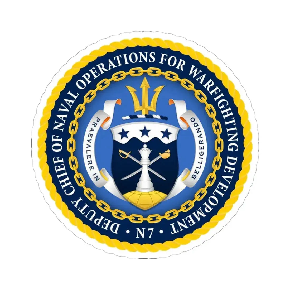 Deputy Chief of Naval Operations for Warfighting Development N7 (U.S. Navy) STICKER Vinyl Kiss-Cut Decal 4 Inch White - The Sticker Space