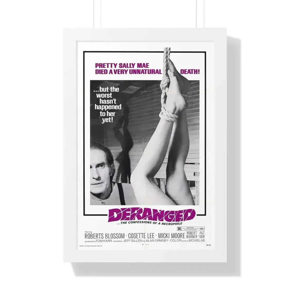 DERANGED 1974 - Framed Movie Poster 16″ x 24″ White - The Sticker Space