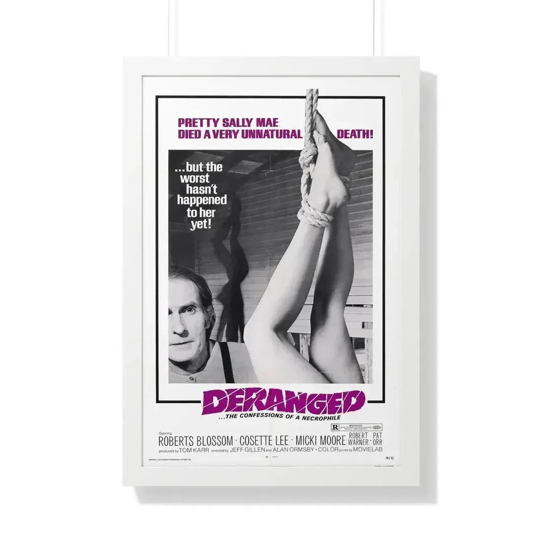 DERANGED 1974 - Framed Movie Poster 20" x 30" White - The Sticker Space