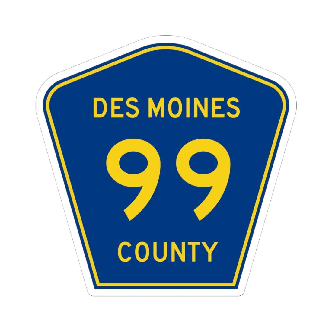 Des Moines County Route 99 IA (Iowa) (Road Sign) STICKER Vinyl Kiss-Cut Decal 4 Inch White - The Sticker Space