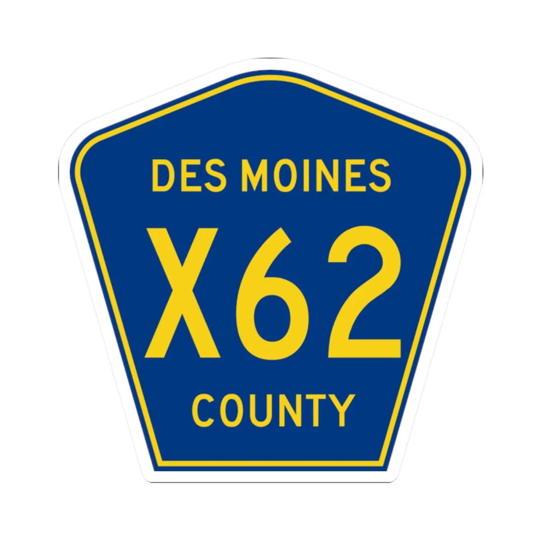 Des Moines County Route X62 IA (Iowa) (Road Sign) STICKER Vinyl Kiss-Cut Decal 2 Inch White - The Sticker Space