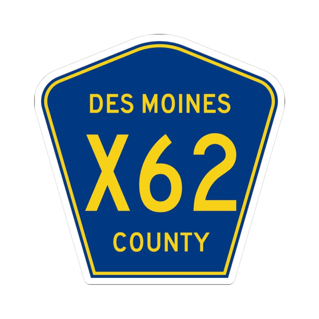 Des Moines County Route X62 IA (Iowa) (Road Sign) STICKER Vinyl Kiss-Cut Decal 3 Inch White - The Sticker Space