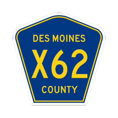 Des Moines County Route X62 IA (Iowa) (Road Sign) STICKER Vinyl Kiss-Cut Decal 3 Inch White - The Sticker Space