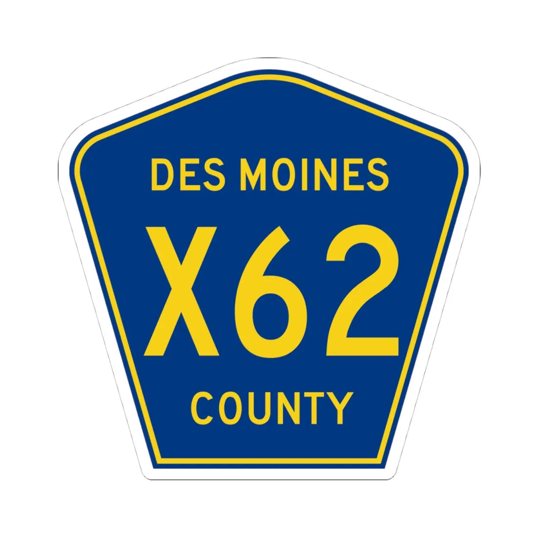 Des Moines County Route X62 IA (Iowa) (Road Sign) STICKER Vinyl Kiss-Cut Decal 4 Inch White - The Sticker Space