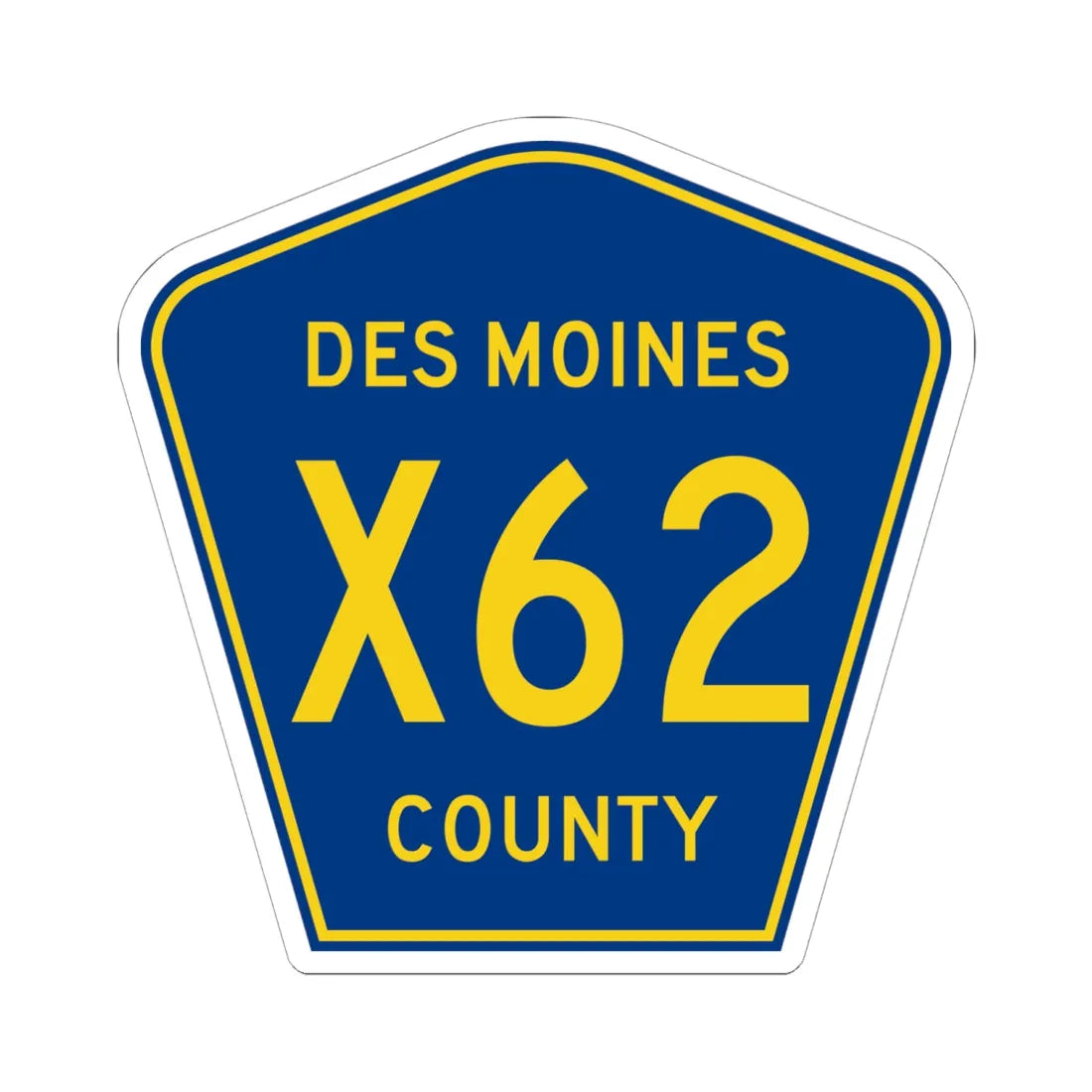 Des Moines County Route X62 IA (Iowa) (Road Sign) STICKER Vinyl Kiss-Cut Decal 6 Inch White - The Sticker Space