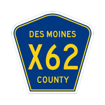 Des Moines County Route X62 IA (Iowa) (Road Sign) STICKER Vinyl Kiss-Cut Decal 6 Inch White - The Sticker Space