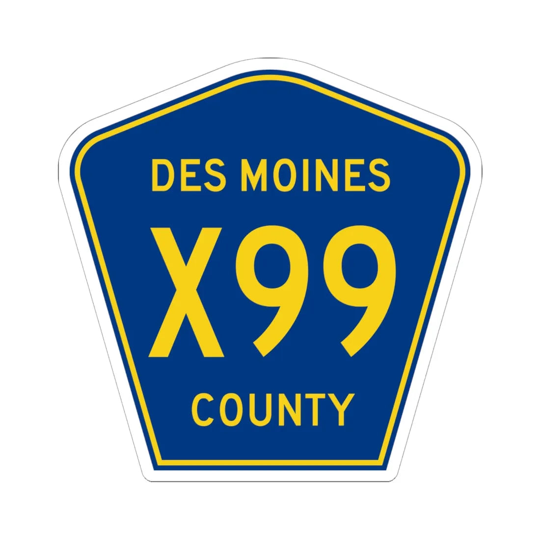 Des Moines County Route X99 IA (Iowa) (Road Sign) STICKER Vinyl Kiss-Cut Decal 6 Inch White - The Sticker Space