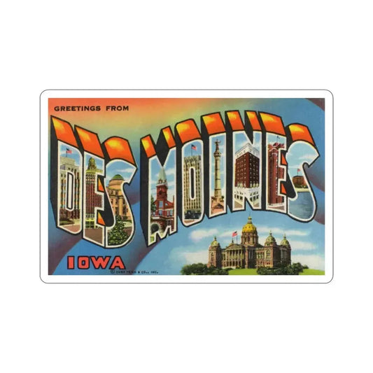 Des Moines (Greeting Cards) STICKER Vinyl Die-Cut Decal 6 Inch - The Sticker Space