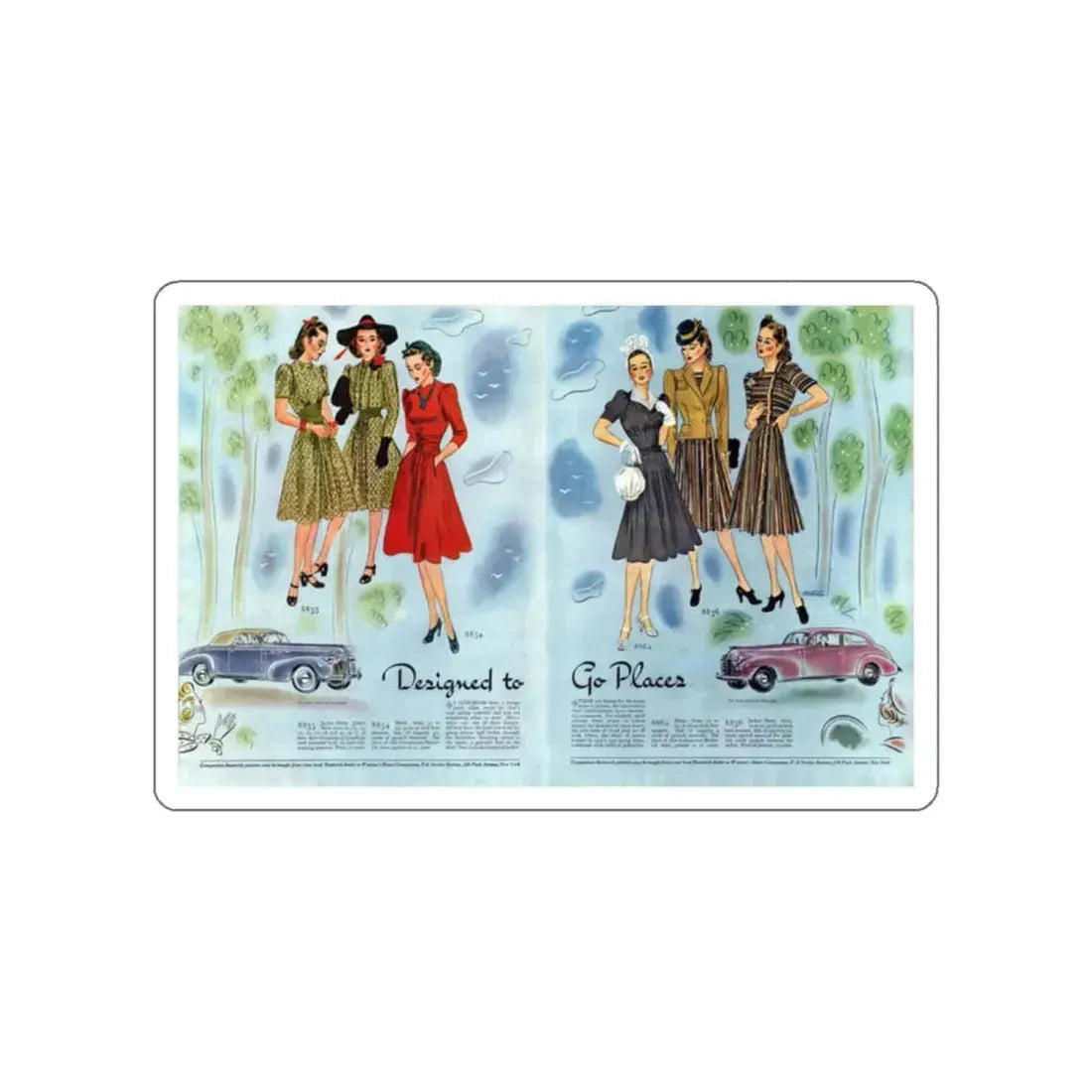 Designed to Go Places, Woman's Home Companion, April 1940 (Magazine Illustration) STICKER Vinyl Die-Cut Decal White Die-Cut 2 Inch - The Sticker Space