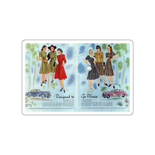 Designed to Go Places, Woman's Home Companion, April 1940 (Magazine Illustration) STICKER Vinyl Die-Cut Decal White Die-Cut 2 Inch - The Sticker Space