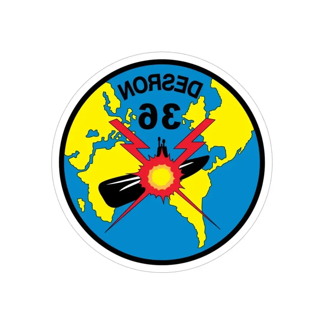 Desron 36 (U.S. Navy) REVERSE PRINT Transparent Die-Cut STICKER 5 Inch Die-Cut Transparent - The Sticker Space