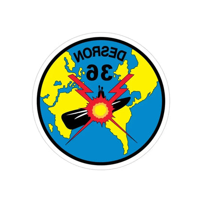Desron 36 (U.S. Navy) REVERSE PRINT Transparent Die-Cut STICKER 5 Inch Die-Cut Transparent - The Sticker Space