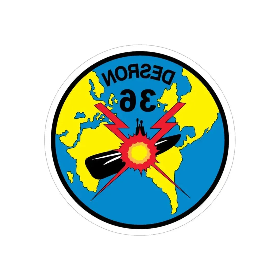 Desron 36 (U.S. Navy) REVERSE PRINT Transparent Die-Cut STICKER 6 Inch Die-Cut Transparent - The Sticker Space
