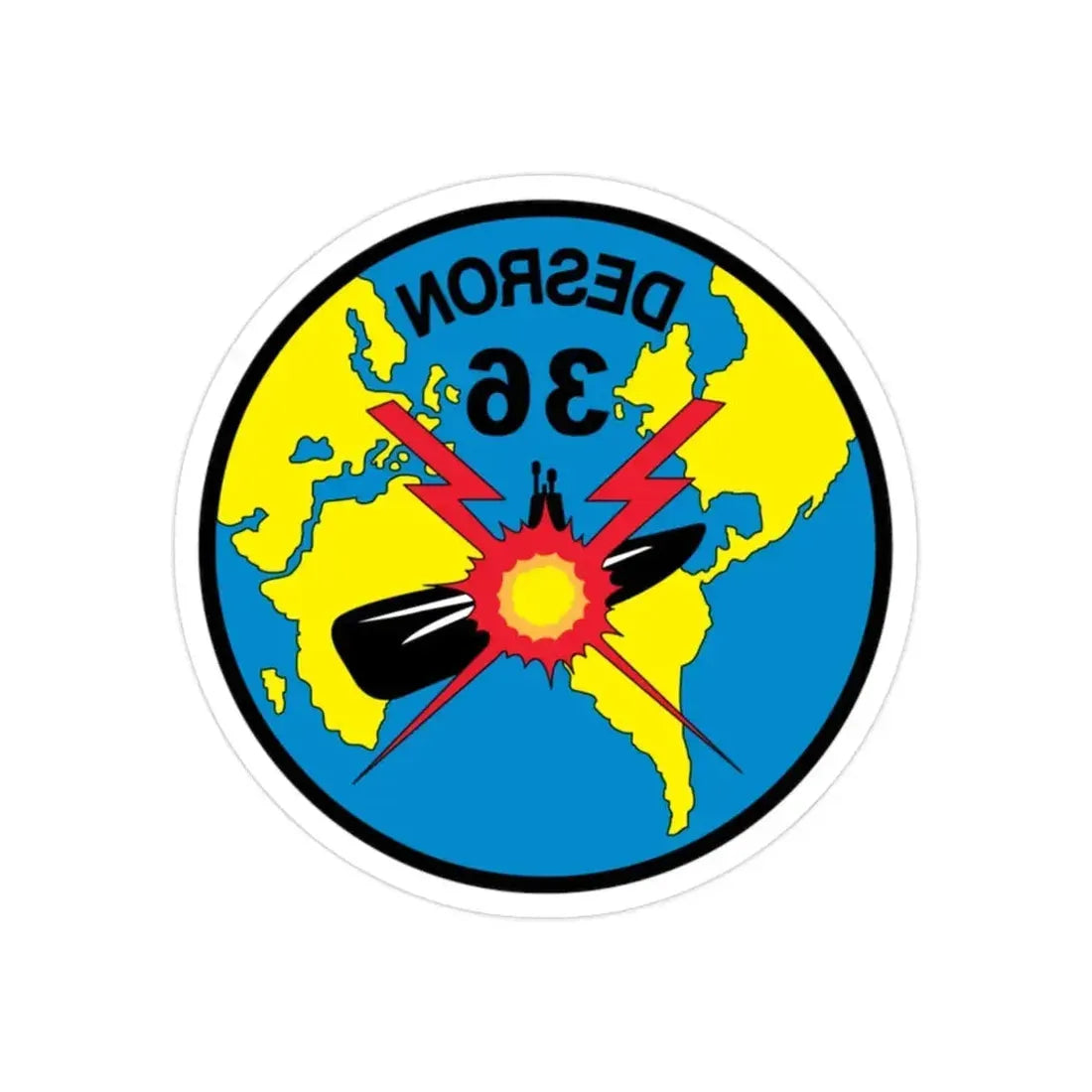Desron 36 (U.S. Navy) REVERSE PRINT Transparent Die-Cut STICKER - The Sticker Space