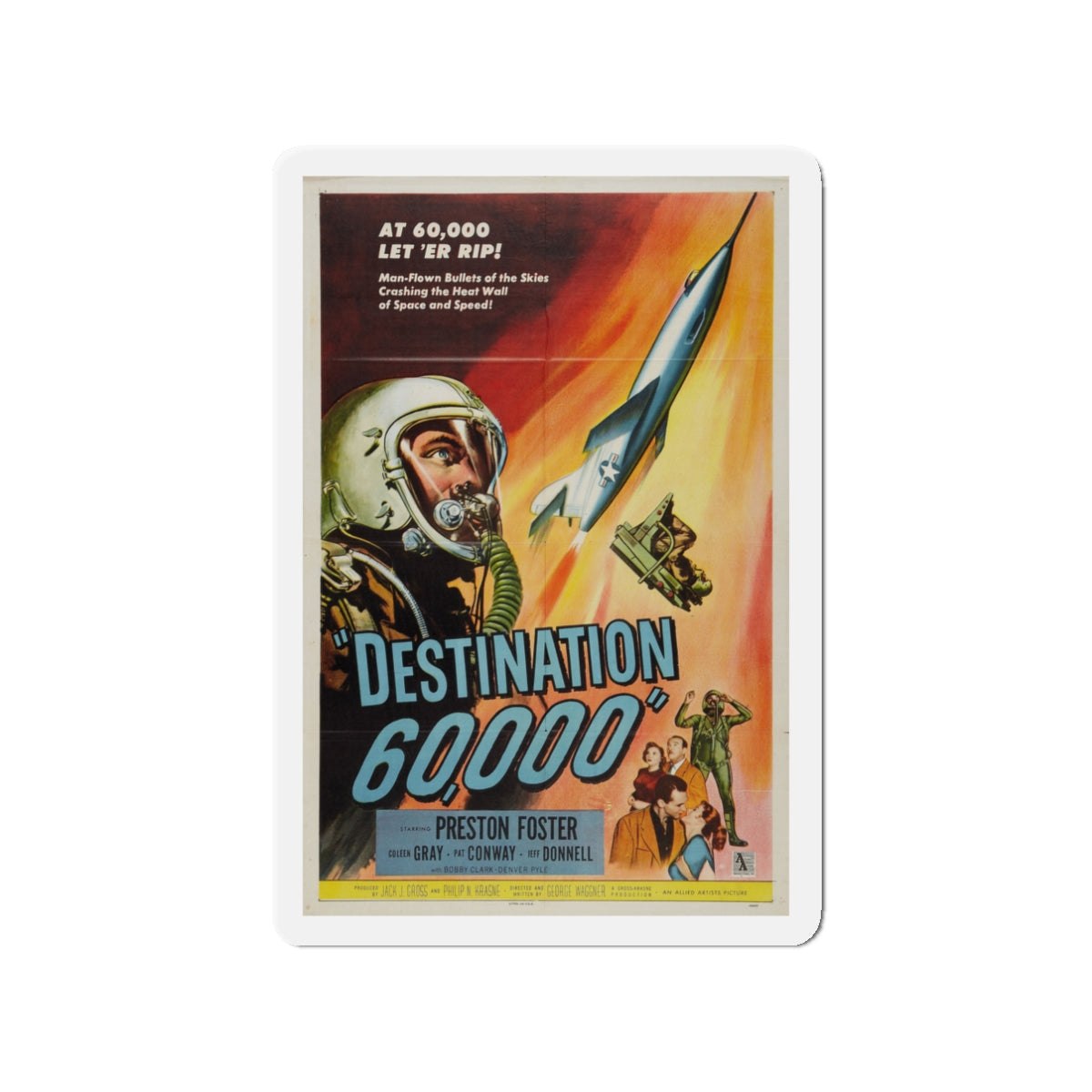 DESTINATION 60000 1957 Movie Poster - Die-Cut Magnet-3" x 3"-The Sticker Space