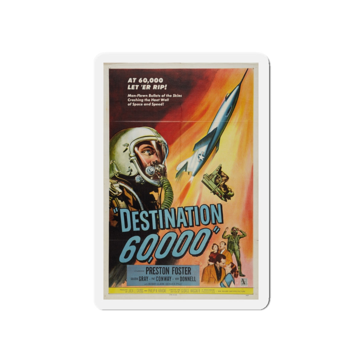 DESTINATION 60000 1957 Movie Poster - Die-Cut Magnet-5" x 5"-The Sticker Space