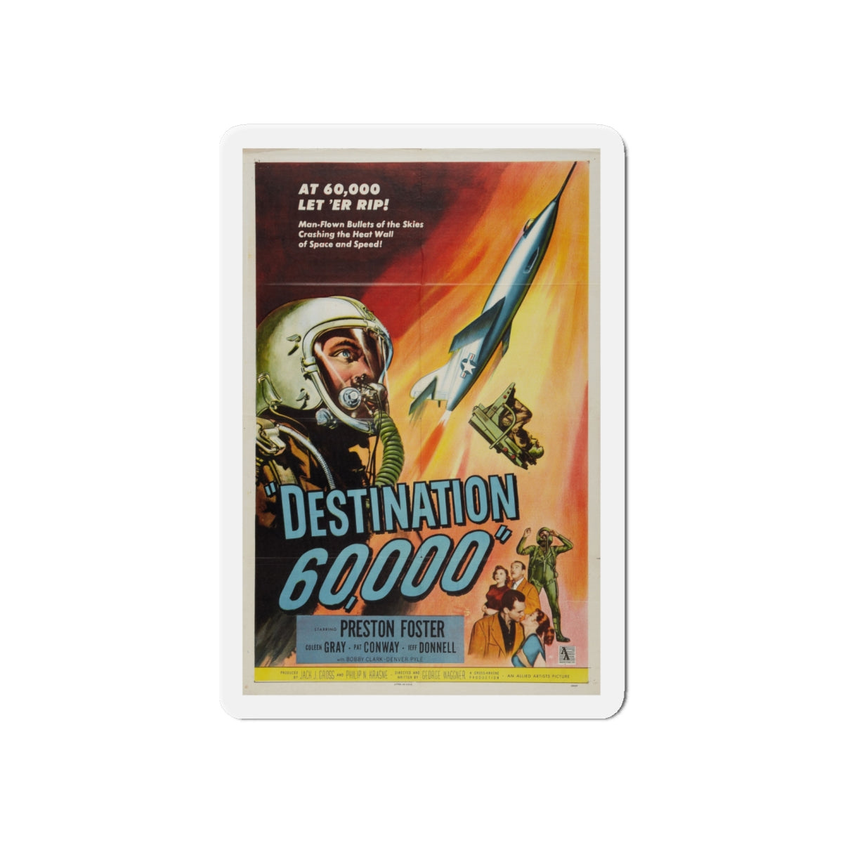 DESTINATION 60000 1957 Movie Poster - Die-Cut Magnet-6 × 6"-The Sticker Space