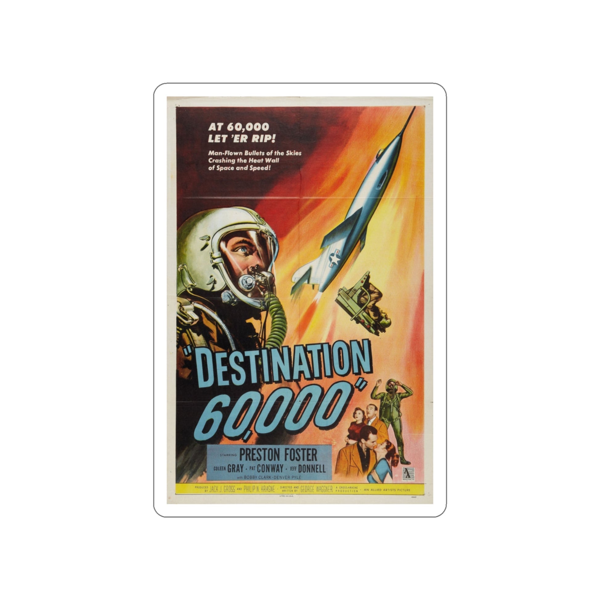 DESTINATION 60000 1957 Movie Poster STICKER Vinyl Die-Cut Decal-3 Inch-The Sticker Space