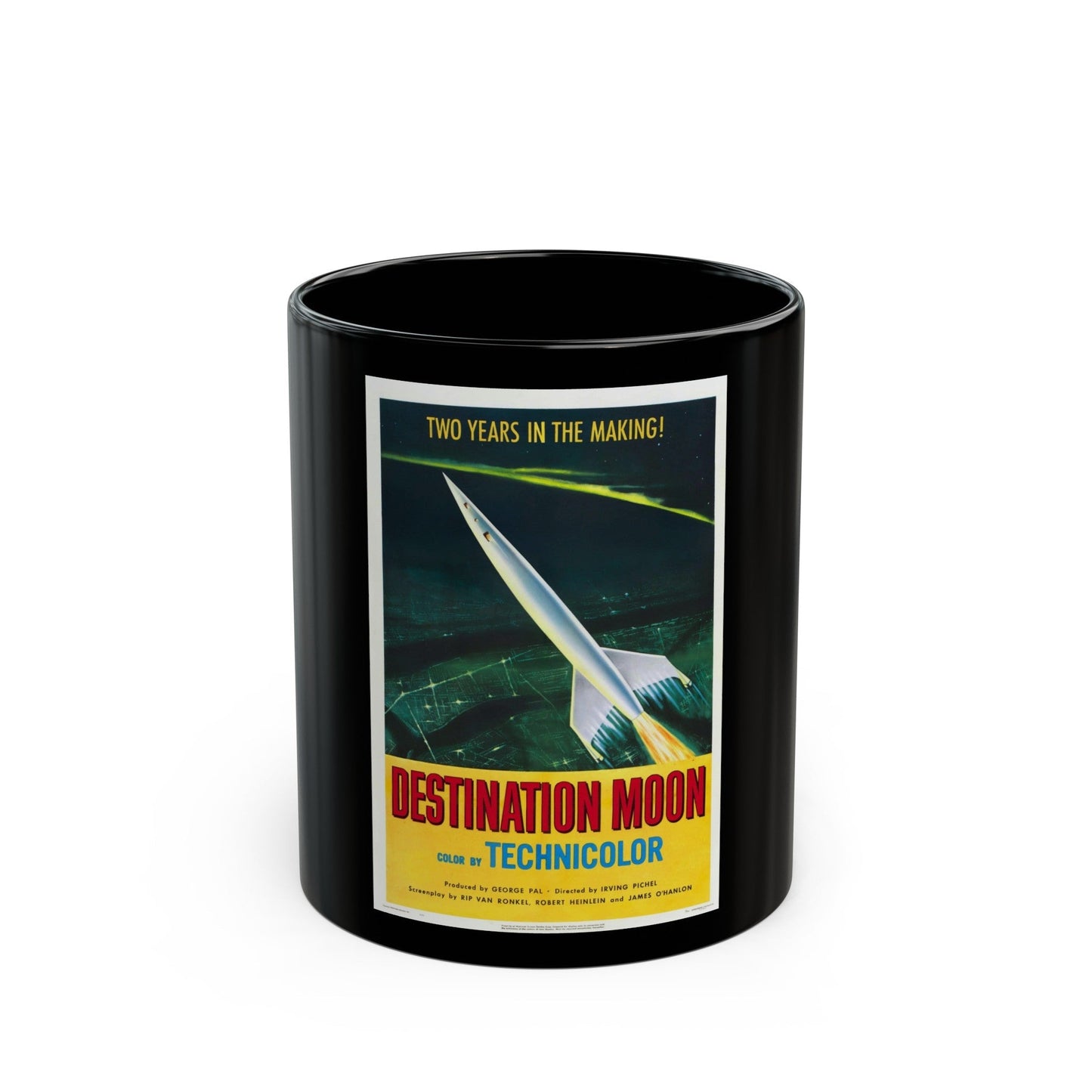 DESTINATION MOON 1950 Movie Poster - Black Coffee Mug-11oz-The Sticker Space