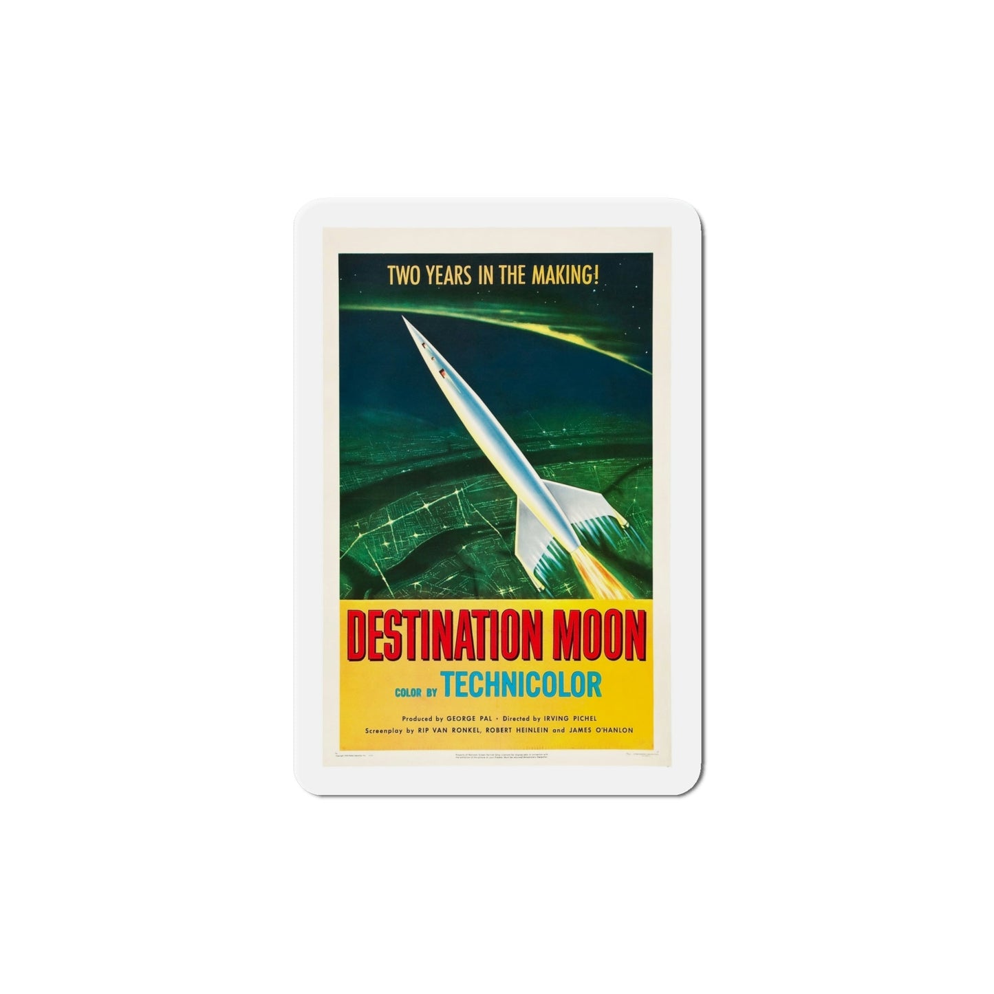 Destination Moon 1950 Movie Poster Die-Cut Magnet-6 Inch-The Sticker Space