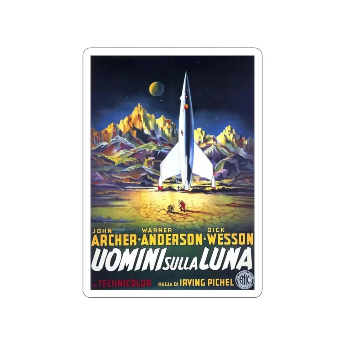 DESTINATION MOON (ITALIAN) 1950 Movie Poster STICKER Vinyl Die-Cut Decal 2 Inch - The Sticker Space