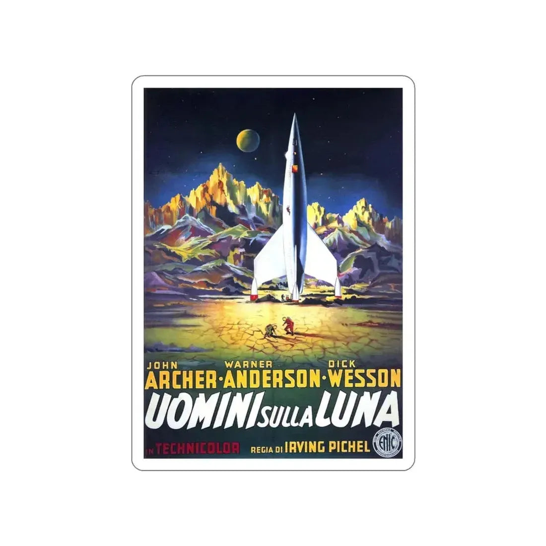 DESTINATION MOON (ITALIAN) 1950 Movie Poster STICKER Vinyl Die-Cut Decal 3 Inch - The Sticker Space