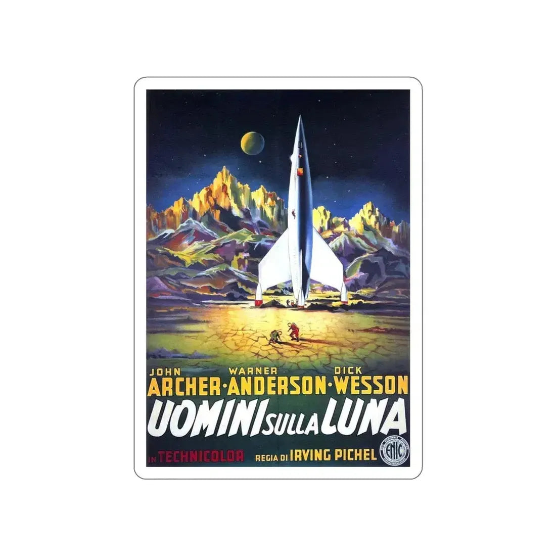 DESTINATION MOON (ITALIAN) 1950 Movie Poster STICKER Vinyl Die-Cut Decal 4 Inch - The Sticker Space