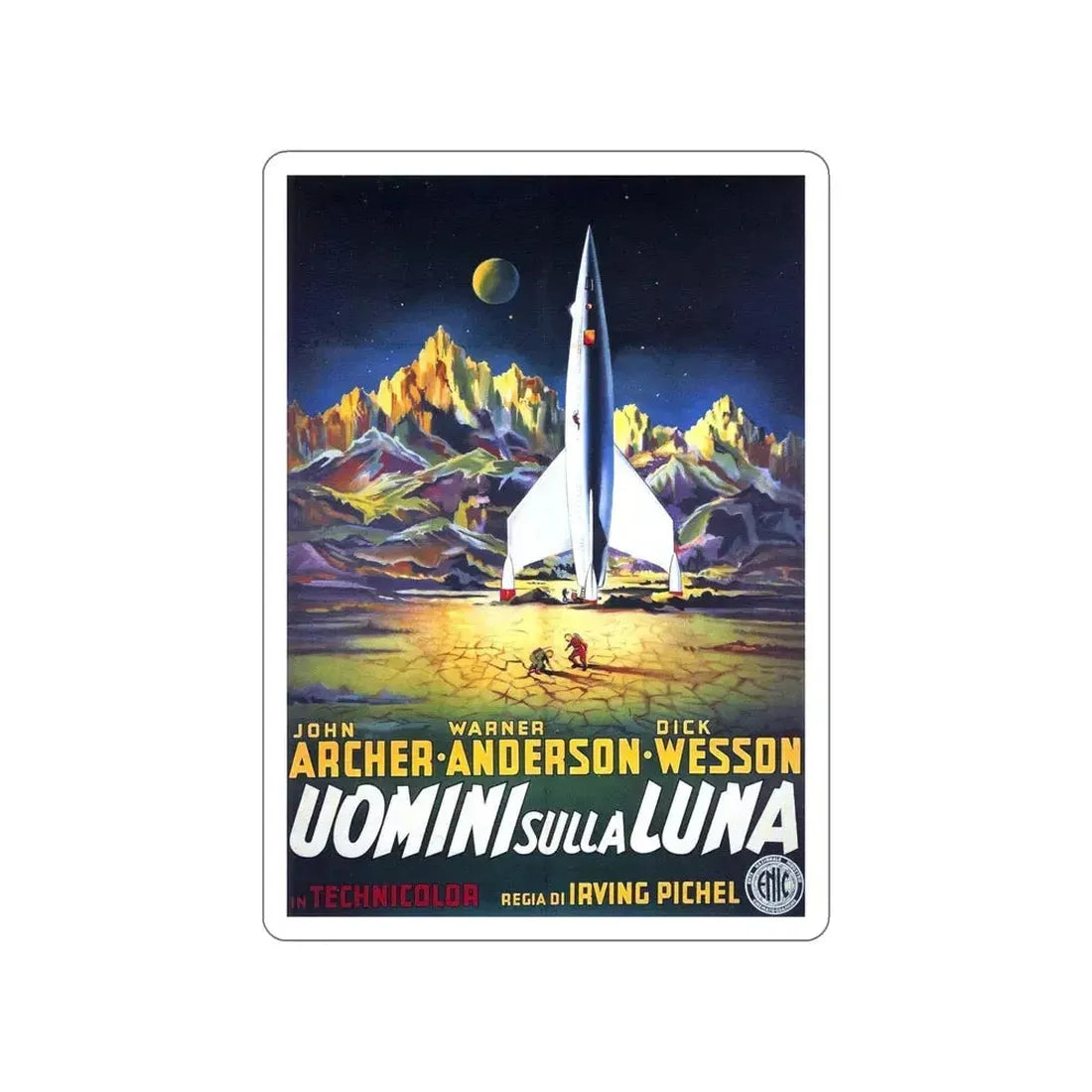 DESTINATION MOON (ITALIAN) 1950 Movie Poster STICKER Vinyl Die-Cut Decal 6 Inch - The Sticker Space