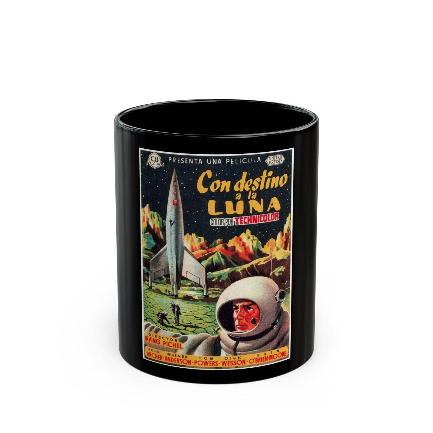 DESTINATION MOON (SPANISH) 1950 Movie Poster - Black Coffee Mug-11oz-The Sticker Space