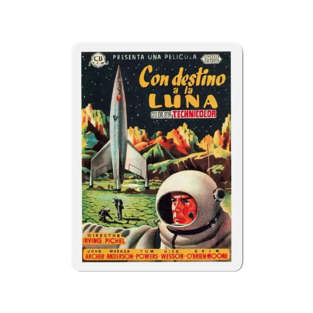 DESTINATION MOON (SPANISH) 1950 Movie Poster - Refrigerator Magnet 3 Inch - The Sticker Space