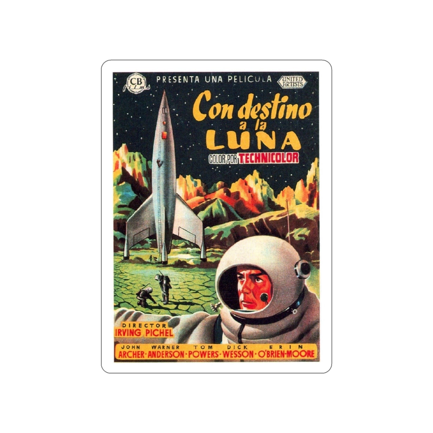 DESTINATION MOON (SPANISH) 1950 Movie Poster STICKER Vinyl Die-Cut Decal-3 Inch-The Sticker Space