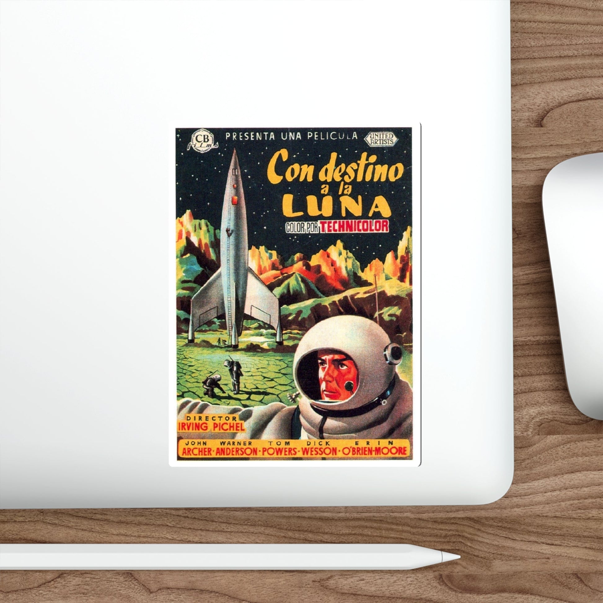 DESTINATION MOON (SPANISH) 1950 Movie Poster STICKER Vinyl Die-Cut Decal-The Sticker Space