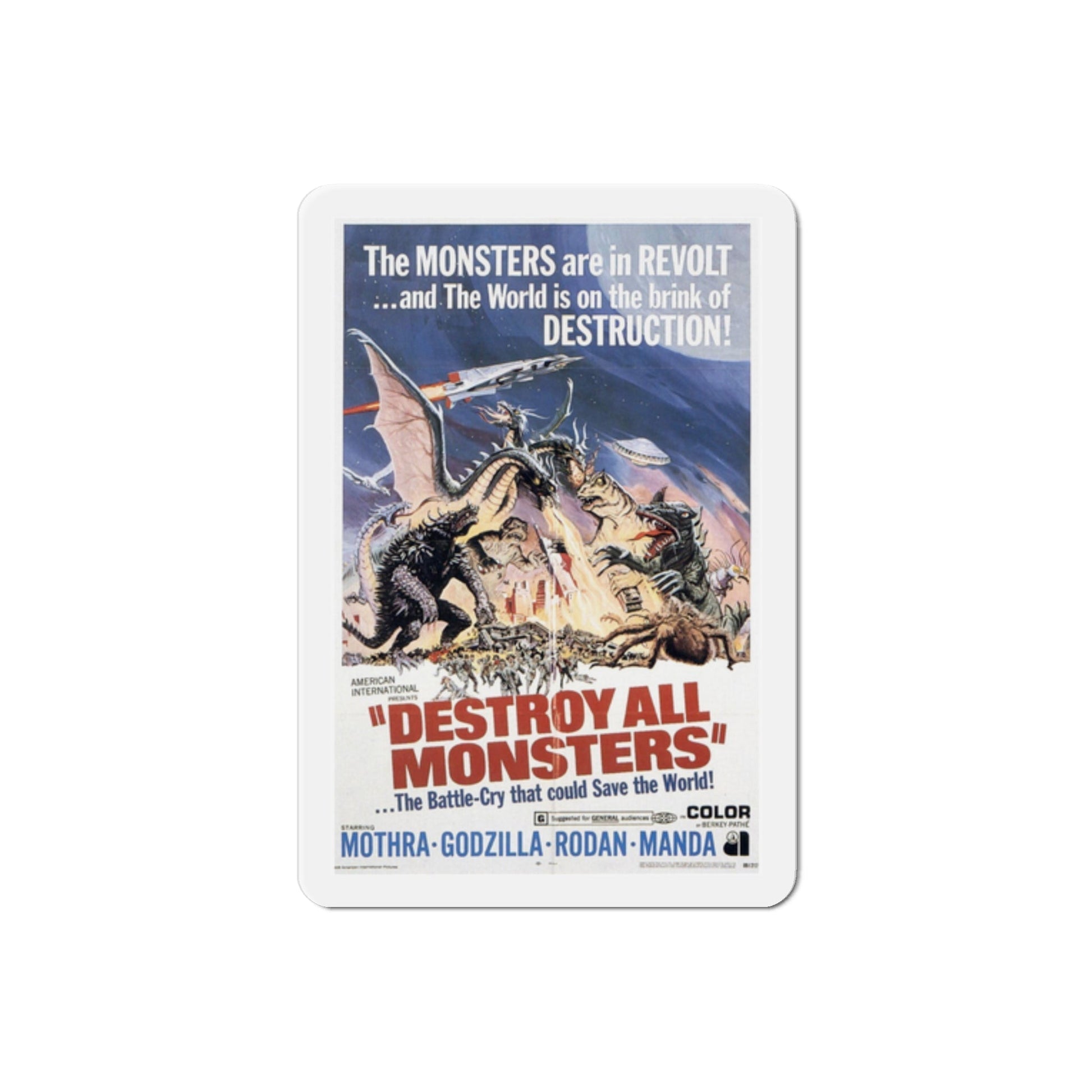 Destroy All Monsters 1969 Movie Poster Die-Cut Magnet-2 Inch-The Sticker Space