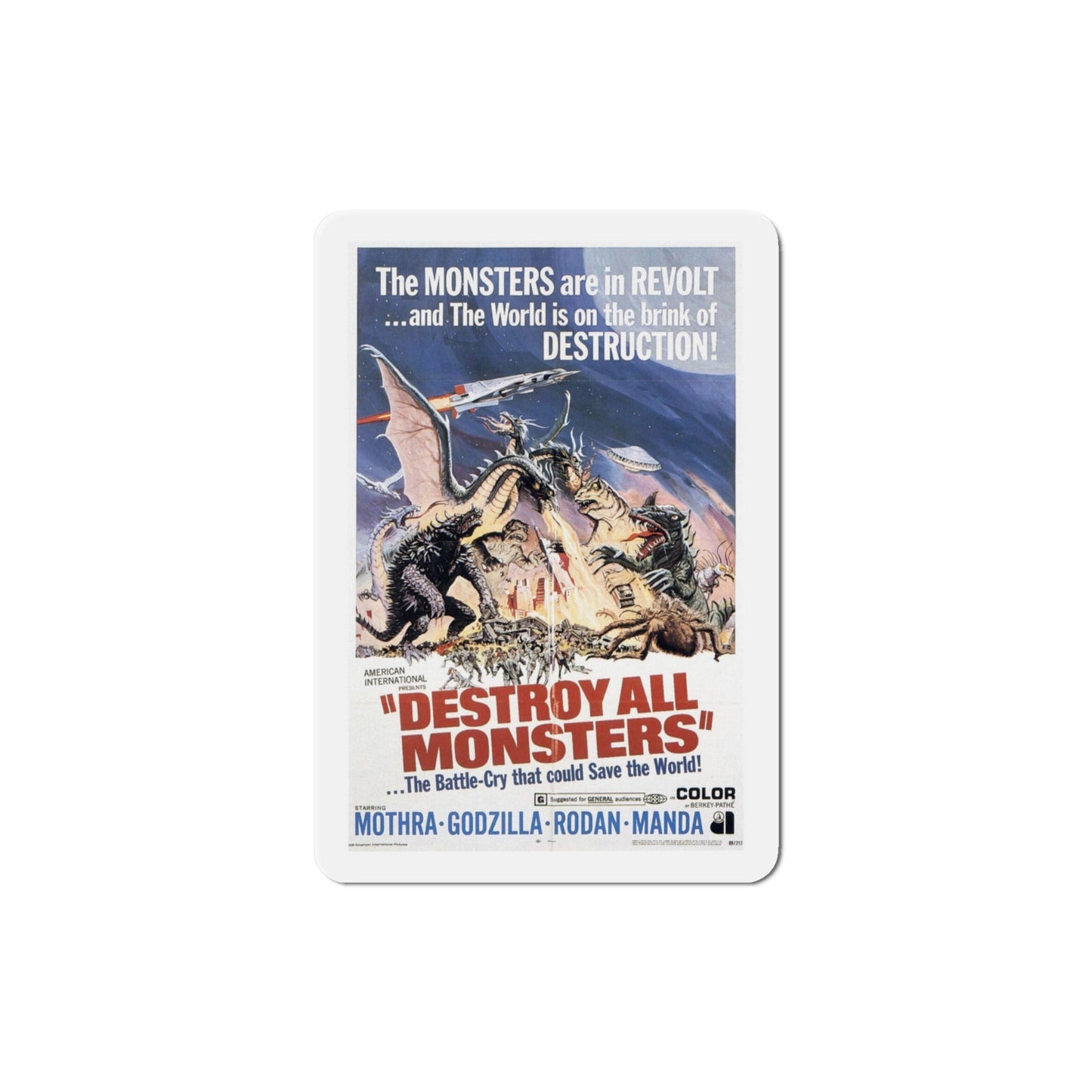 Destroy All Monsters 1969 Movie Poster Die-Cut Magnet-4 Inch-The Sticker Space