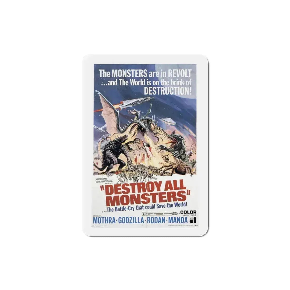 Destroy All Monsters 1969 Movie Poster Refrigerator Magnet 3 Inch - The Sticker Space