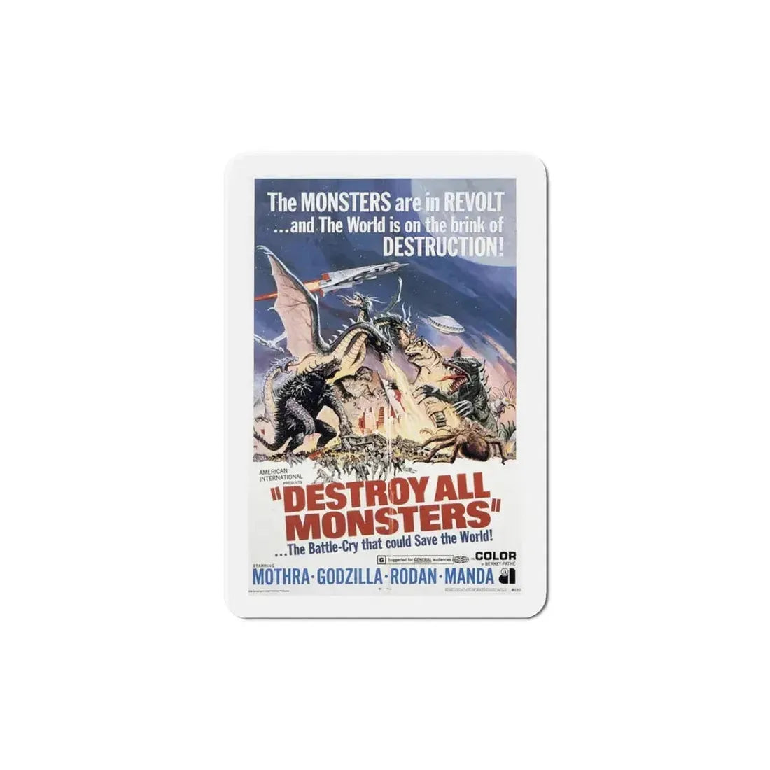 Destroy All Monsters 1969 Movie Poster Refrigerator Magnet 5 Inch - The Sticker Space