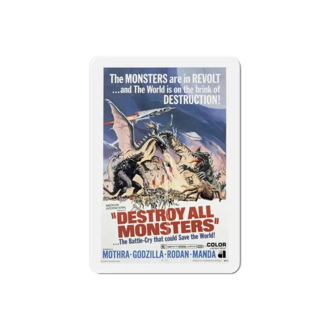 Destroy All Monsters 1969 Movie Poster Refrigerator Magnet - The Sticker Space