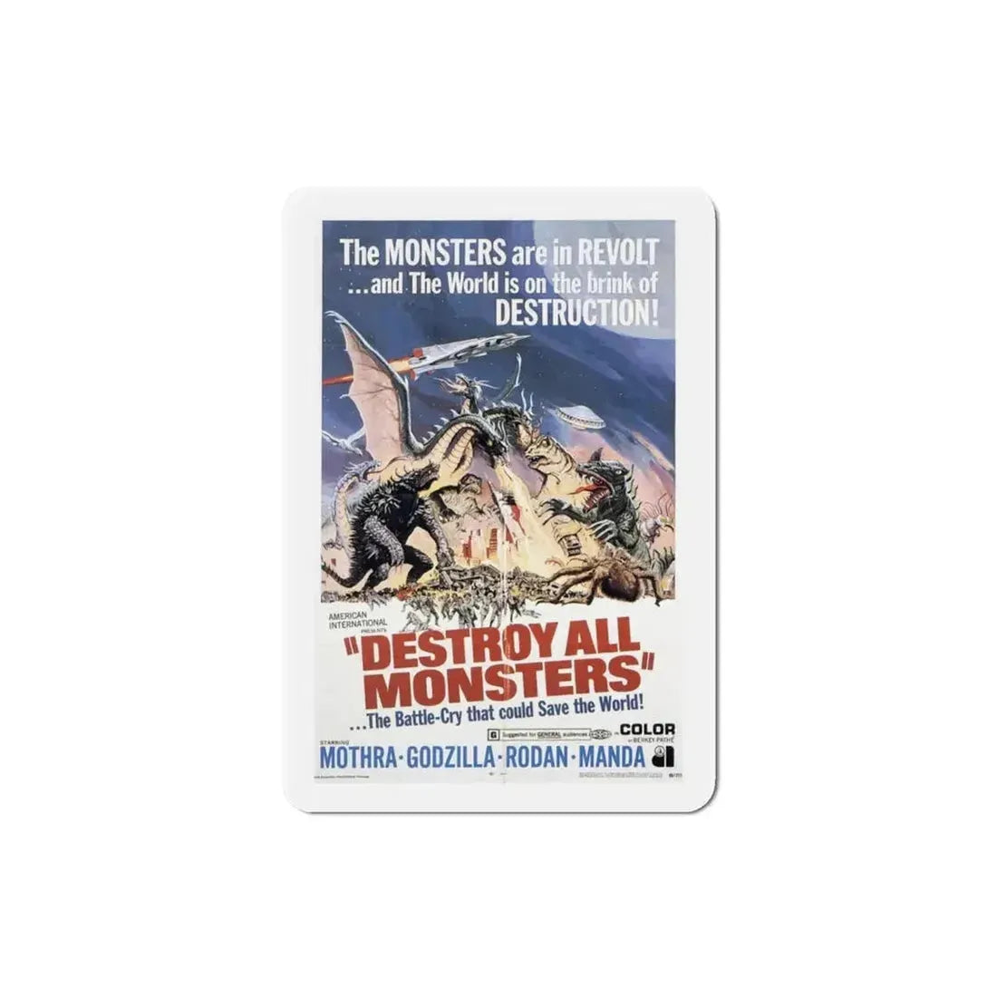 Destroy All Monsters 1969 Movie Poster Refrigerator Magnet - The Sticker Space