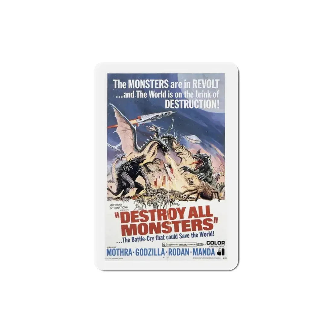Destroy All Monsters 1969 Movie Poster Refrigerator Magnet - The Sticker Space