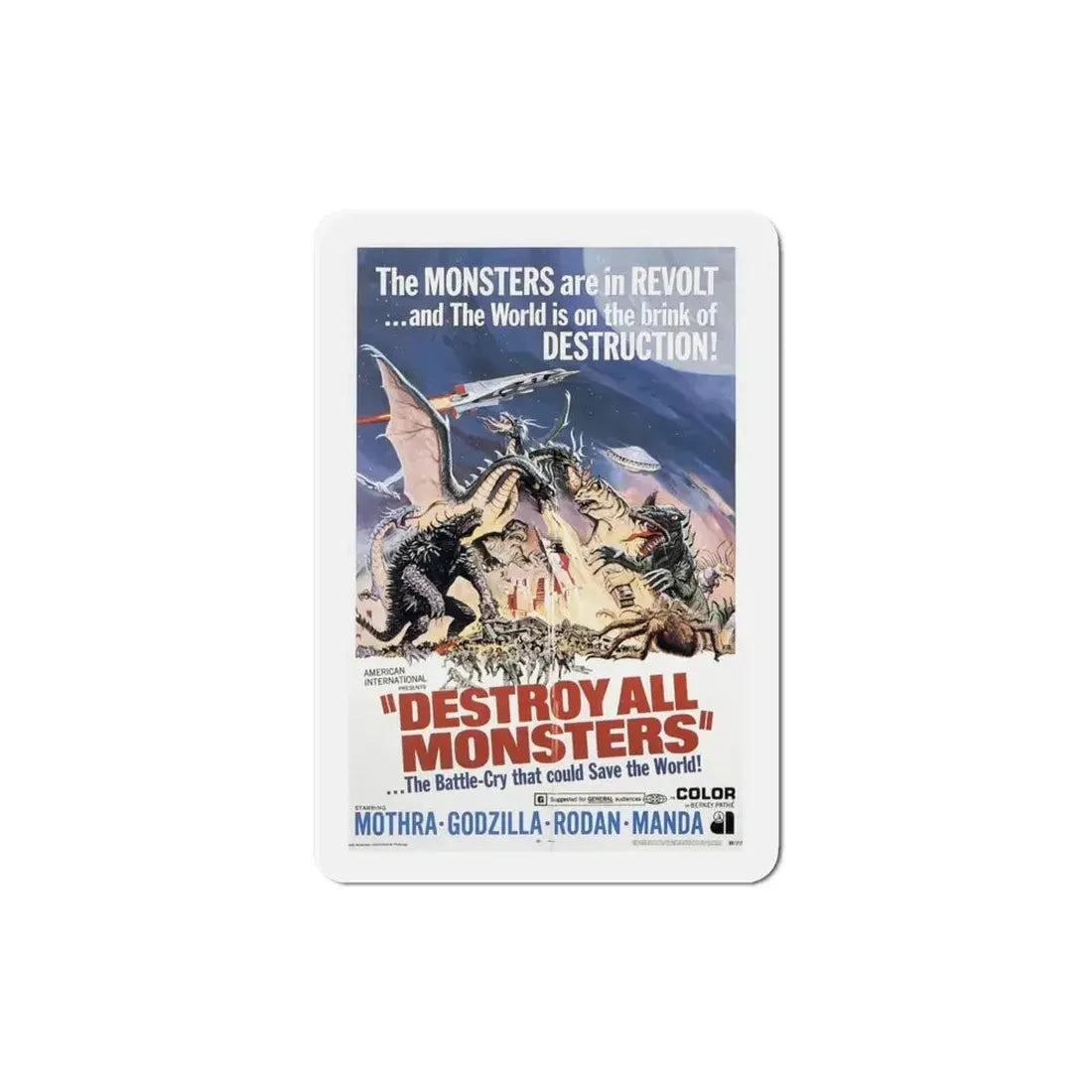 Destroy All Monsters 1969 Movie Poster Refrigerator Magnet - The Sticker Space