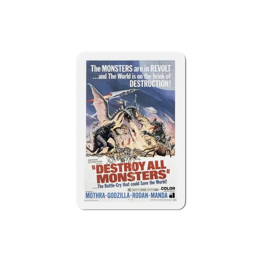 Destroy All Monsters 1969 Movie Poster Refrigerator Magnet - The Sticker Space