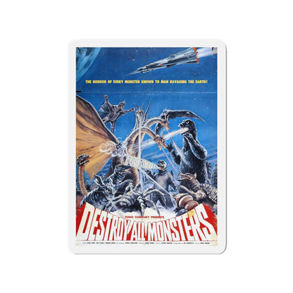 DESTROY ALL MONSTERS (2) GODZILLA 1968 Movie Poster - Die-Cut Magnet-3" x 3"-The Sticker Space