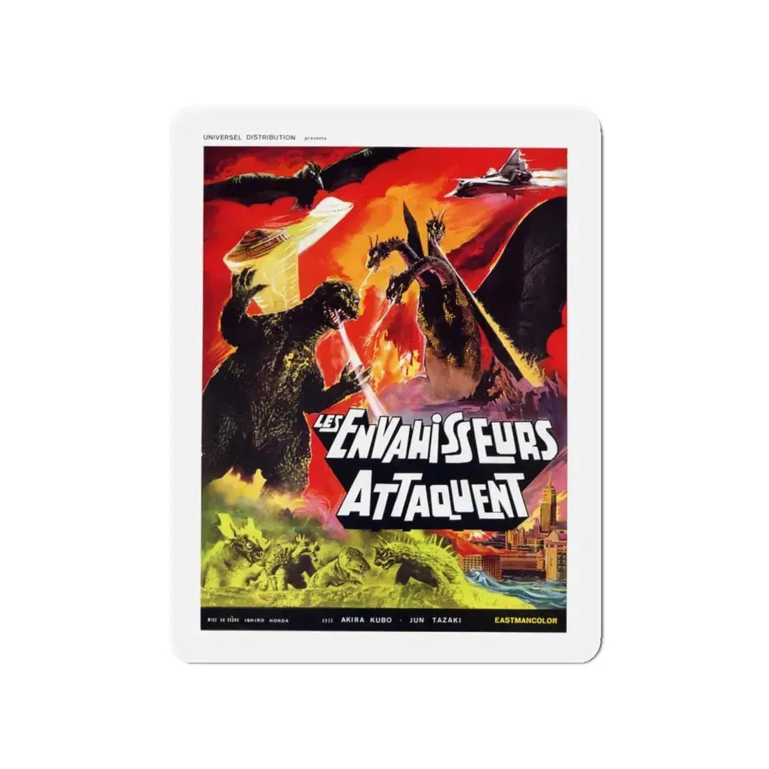 DESTROY ALL MONSTERS (FRENCH GODZILLA) 1968 Movie Poster - Refrigerator Magnet 4 Inch - The Sticker Space