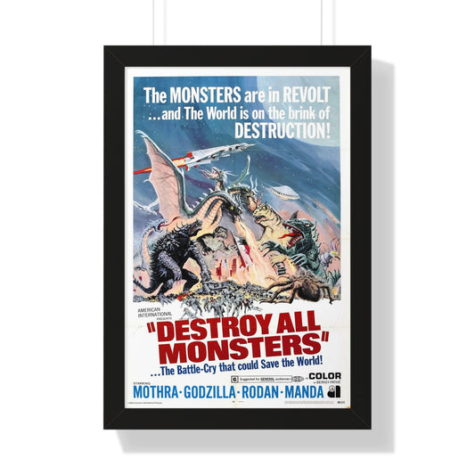 DESTROY ALL MONSTERS (GODZILLA) 1968 - Framed Movie Poster-16″ x 24″-The Sticker Space