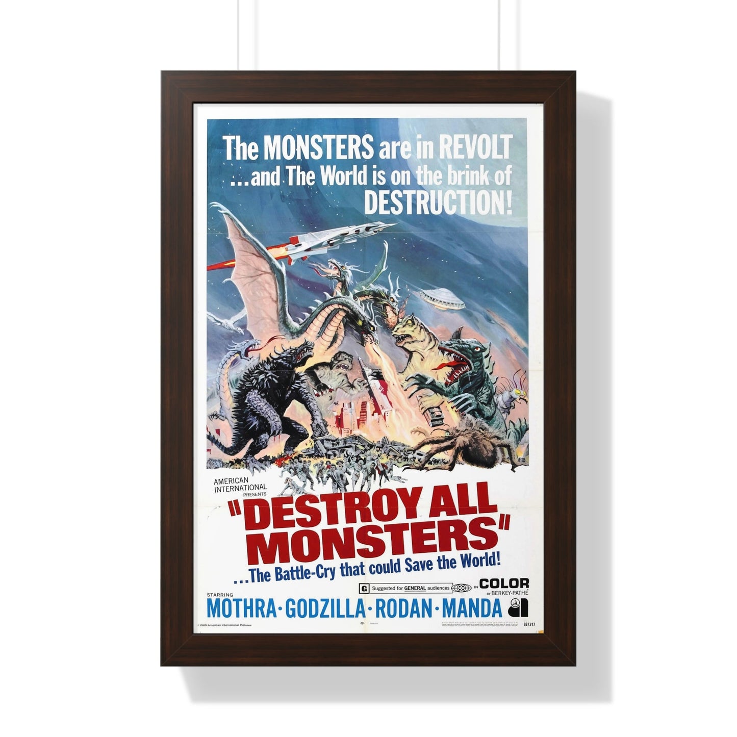 DESTROY ALL MONSTERS (GODZILLA) 1968 - Framed Movie Poster-16″ x 24″-The Sticker Space