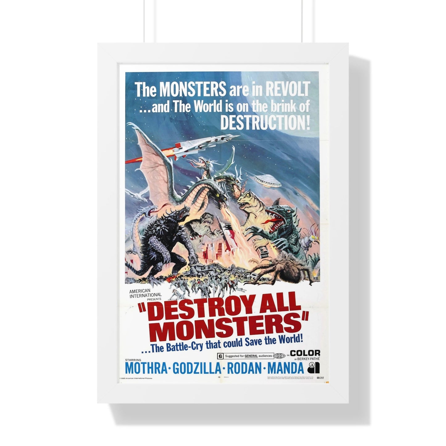 DESTROY ALL MONSTERS (GODZILLA) 1968 - Framed Movie Poster-16″ x 24″-The Sticker Space