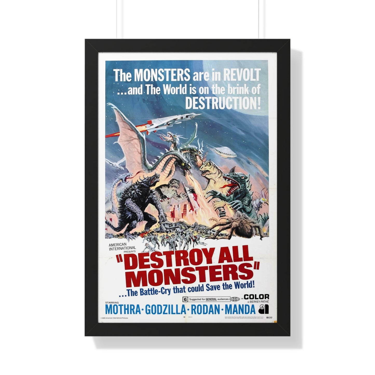 DESTROY ALL MONSTERS (GODZILLA) 1968 - Framed Movie Poster-20" x 30"-The Sticker Space