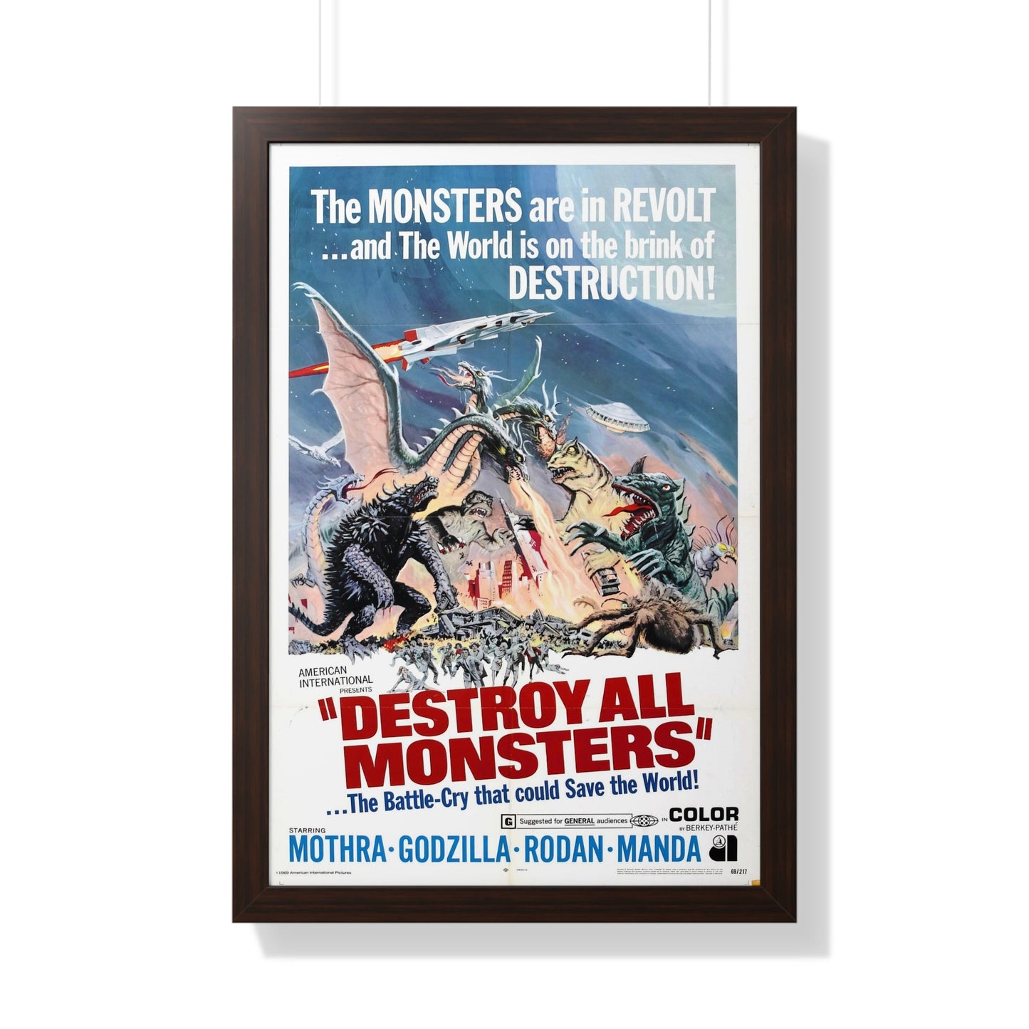 DESTROY ALL MONSTERS (GODZILLA) 1968 - Framed Movie Poster-20" x 30"-The Sticker Space